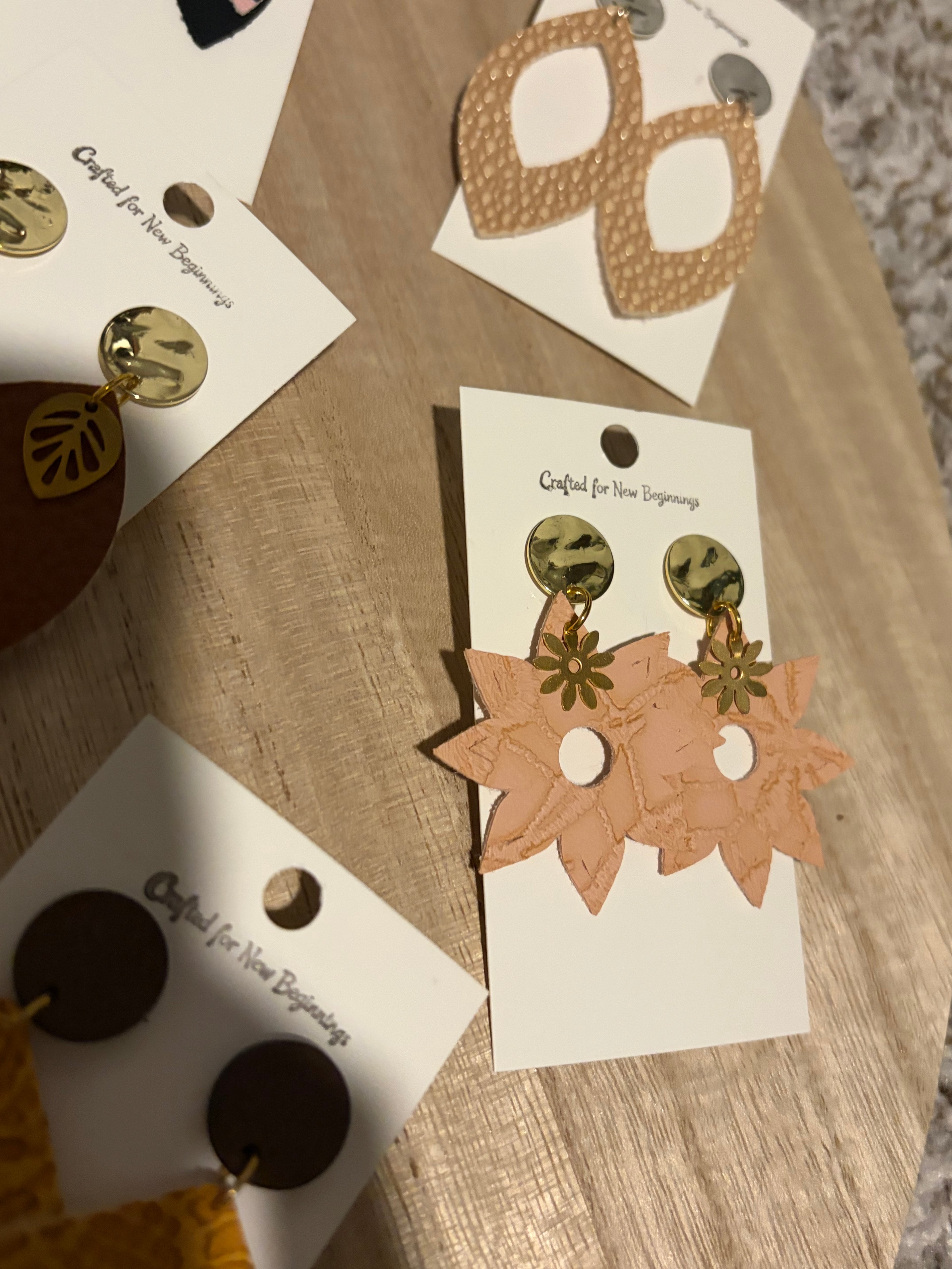 Blush Pink and Gold Sunburst Dangles