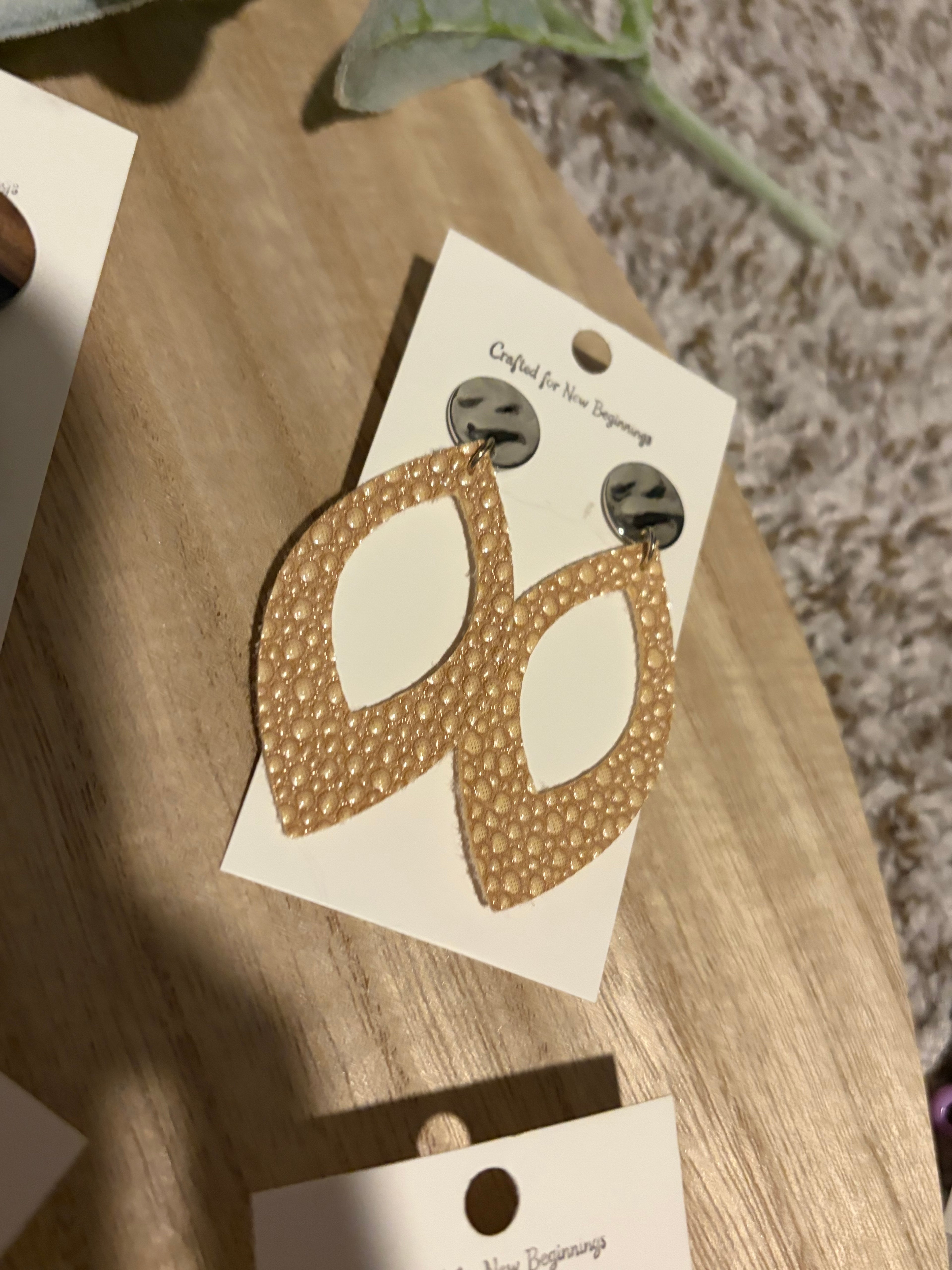 Textured Light Gold Dangles