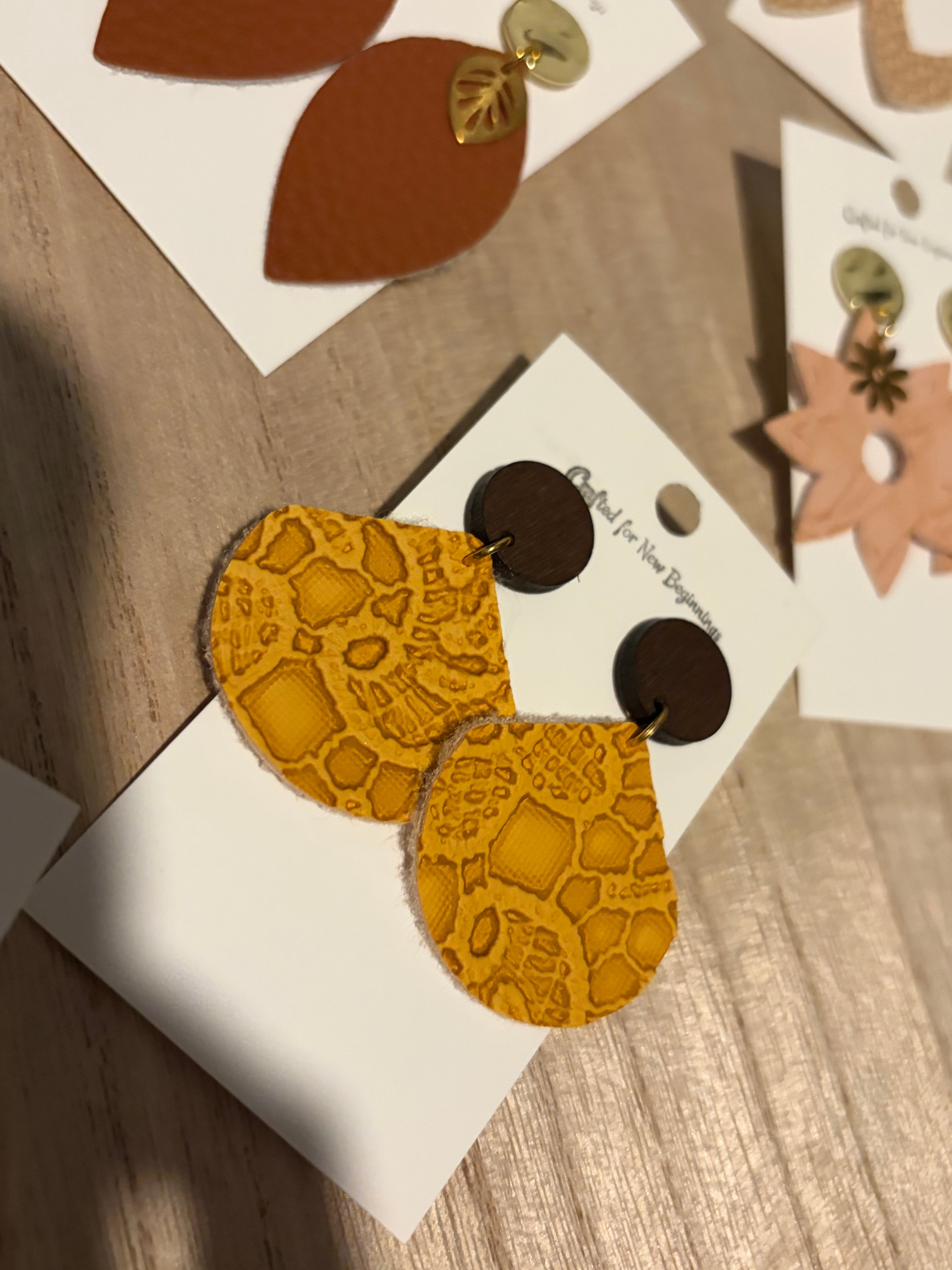 Burnt Yellow Scallop Lace Dangles