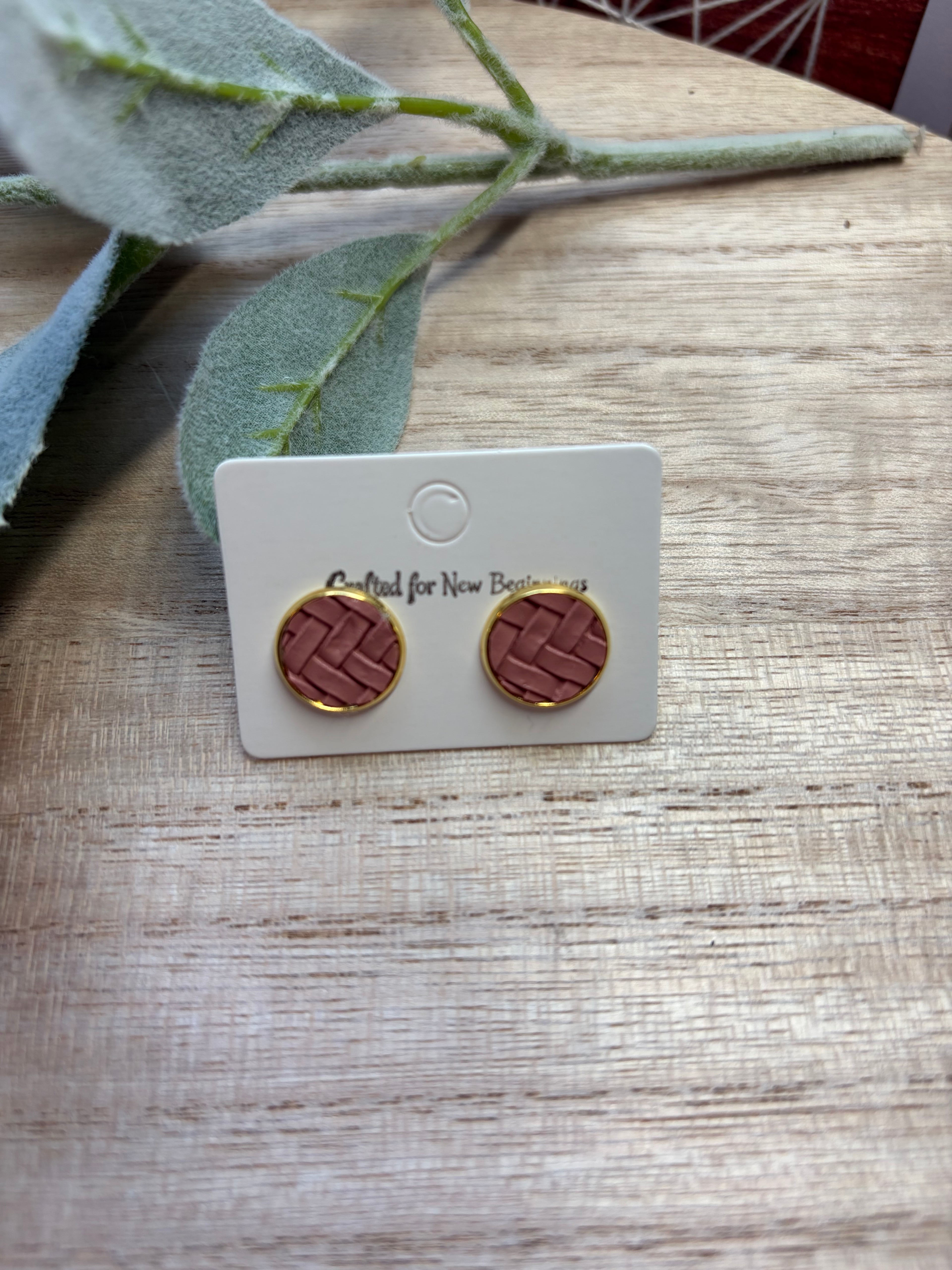 Braided Pink Studs