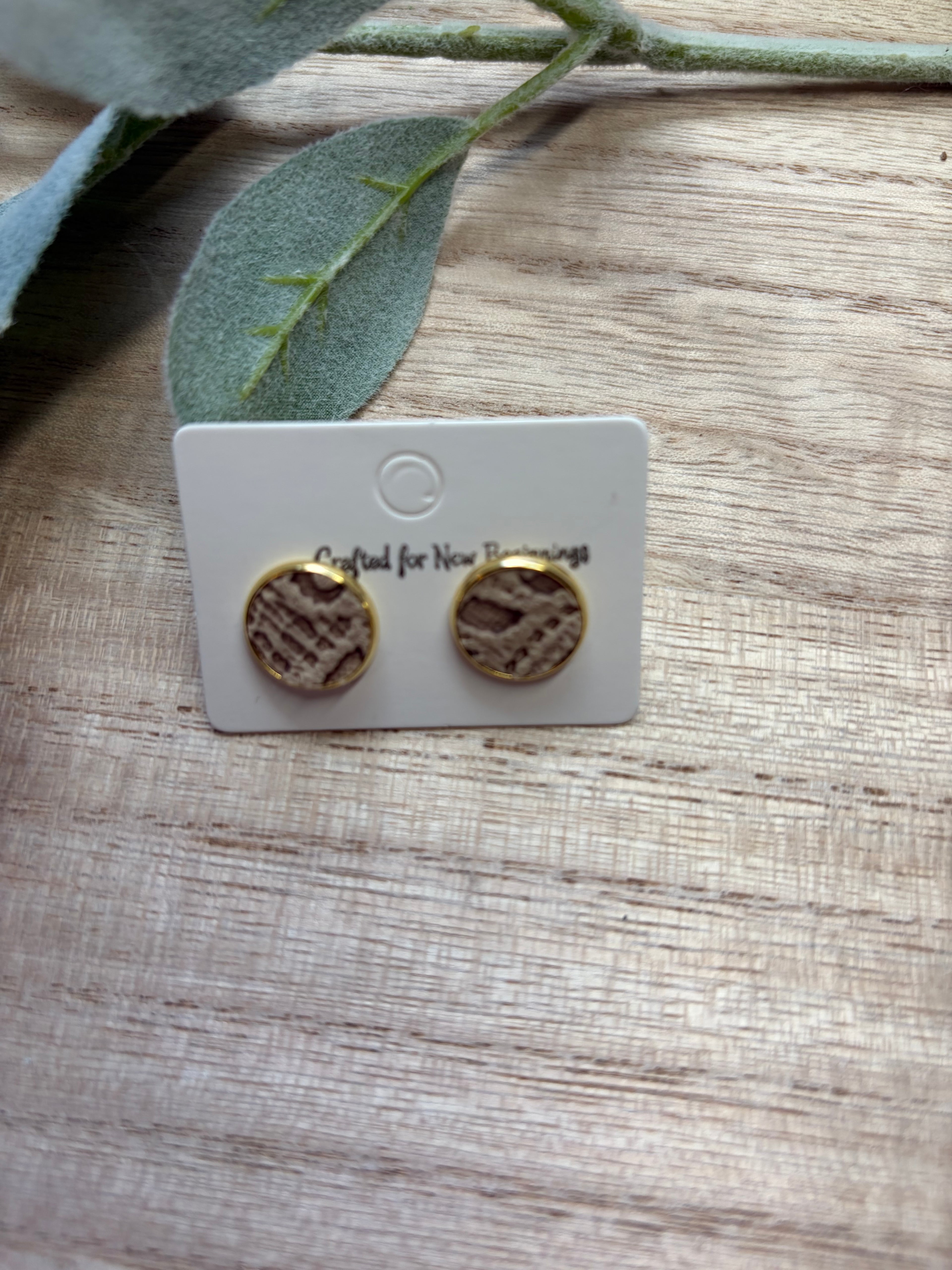 Beige Lace Studs