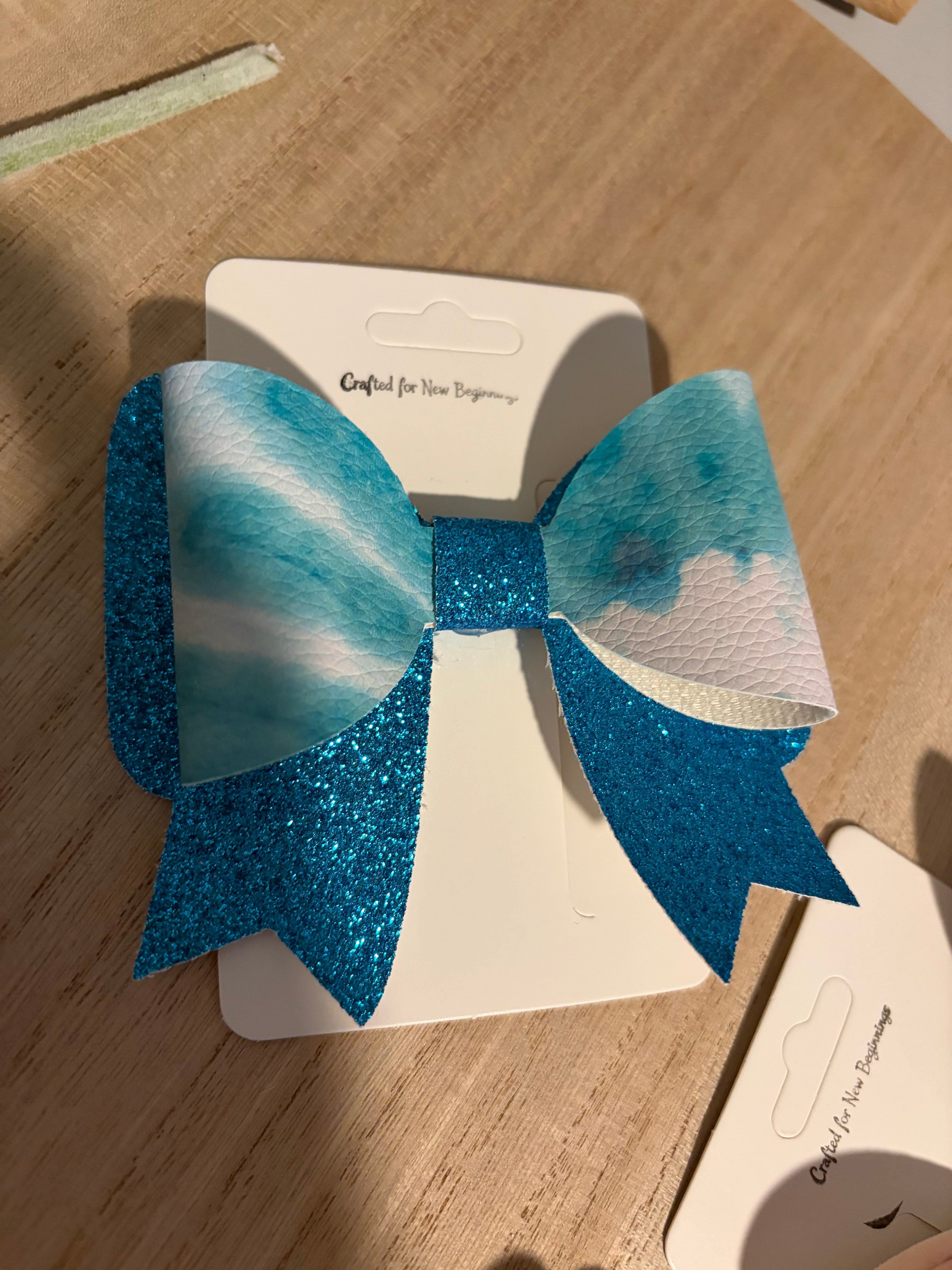 Blue Tie-Dye Bow
